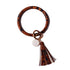 Rainbery Multiful Tassel Keychain Enamel PU Leather O Key Chain Monogram Circle Wristlet Keychain For Women Girls - menochic
